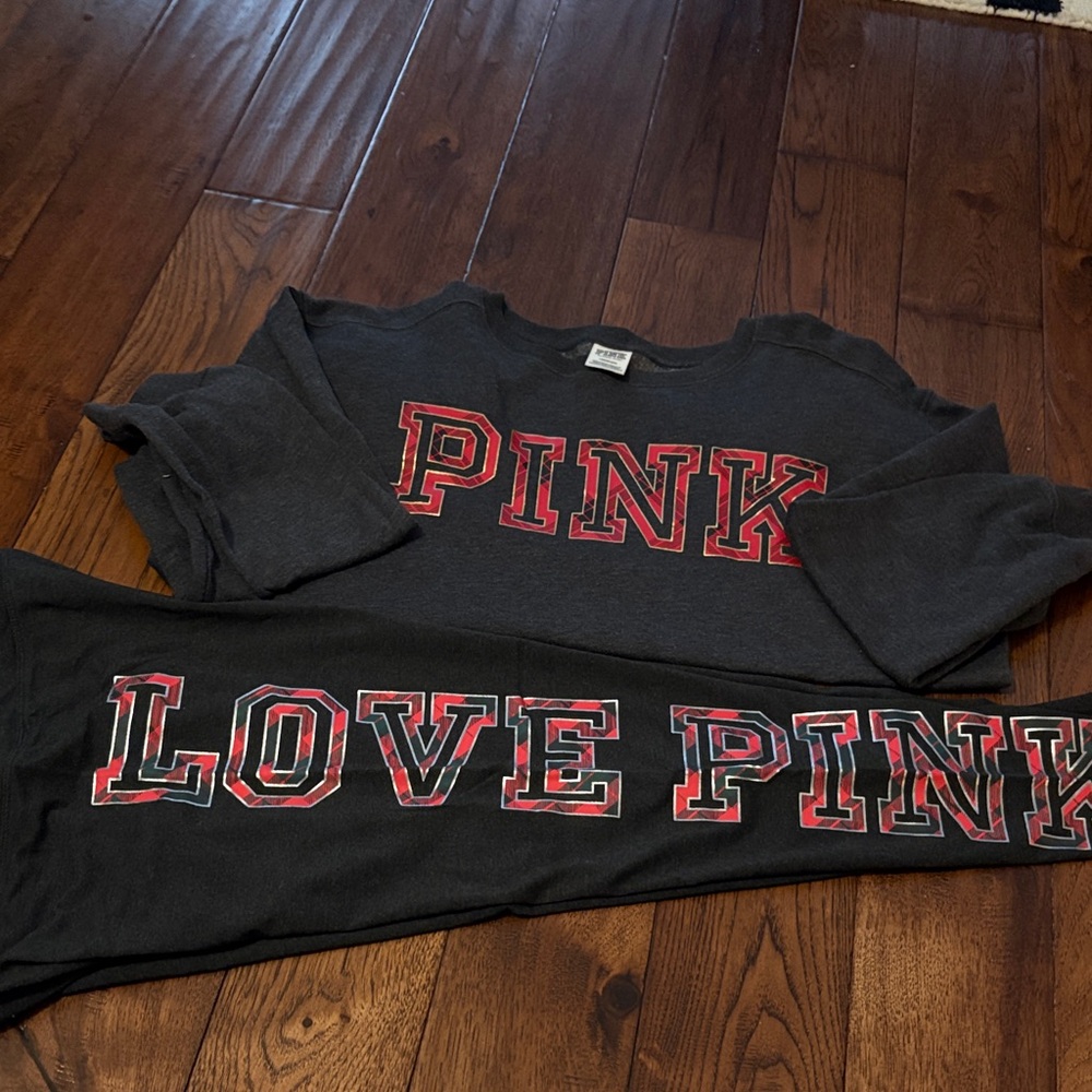 Victoria's Secret PINK Black and Red Lounge Set